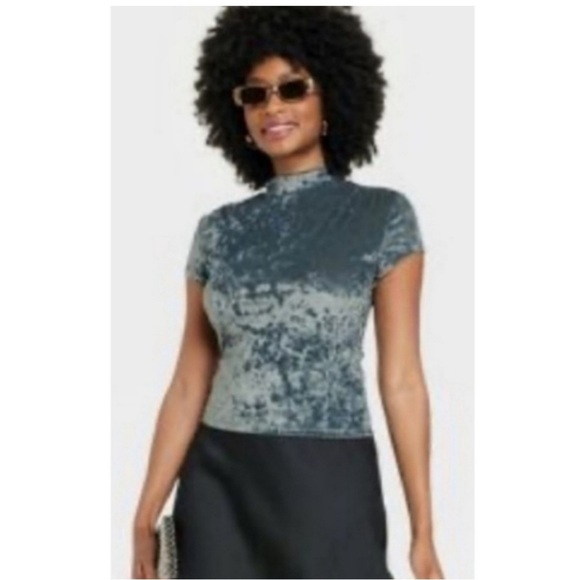 A New Day Velvet Mock Turtleneck
Short Sleeve Velour Teal Top - Picture 7 of 8